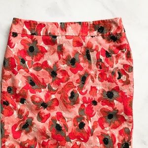 Ann Taylor poppy print pencil skirt